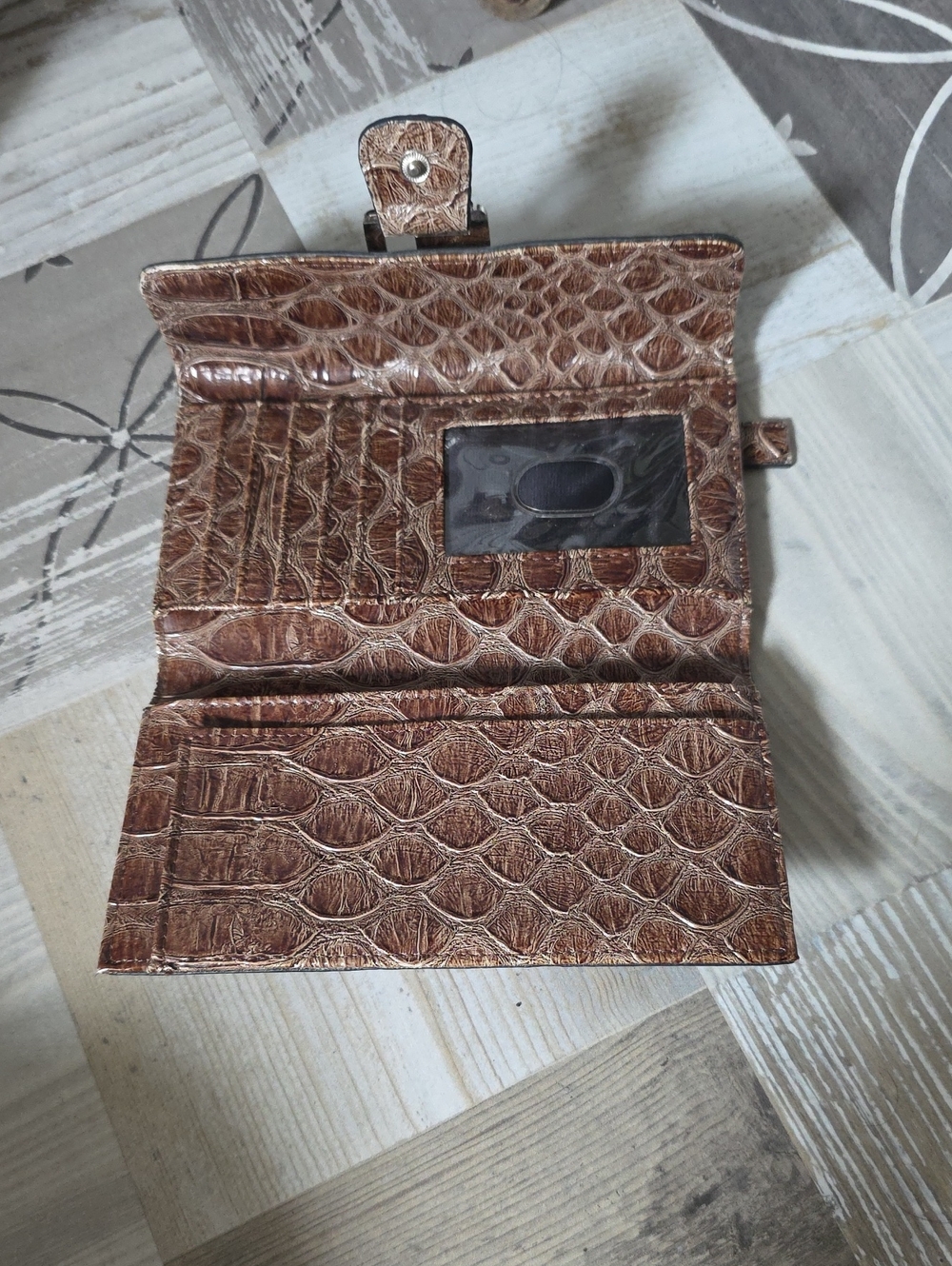 Guess by Marciano Brown Croc-Embossed Wristlet
